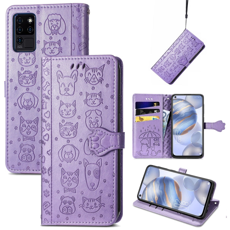 For Oukitel C21 Lovely Cat and Dog Embossing Pattern Horizontal Flip Leather Case , with Holder & Card Slots & Wallet & Cartoon Clasp & Lanyard