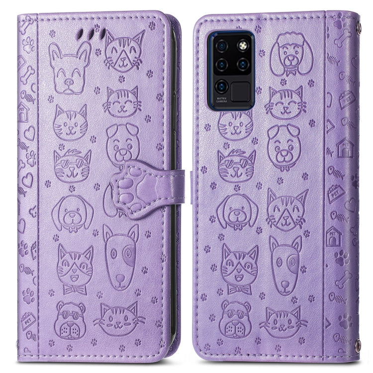 For Oukitel C21 Lovely Cat and Dog Embossing Pattern Horizontal Flip Leather Case , with Holder & Card Slots & Wallet & Cartoon Clasp & Lanyard