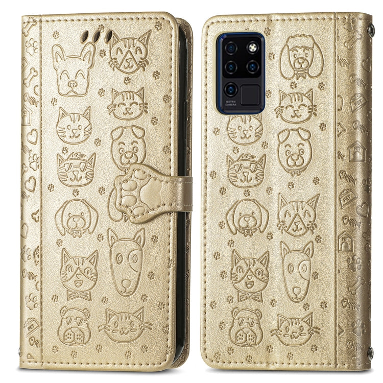 For Oukitel C21 Lovely Cat and Dog Embossing Pattern Horizontal Flip Leather Case , with Holder & Card Slots & Wallet & Cartoon Clasp & Lanyard