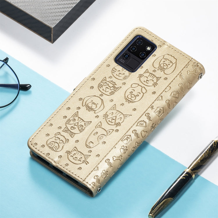 For Oukitel C21 Lovely Cat and Dog Embossing Pattern Horizontal Flip Leather Case , with Holder & Card Slots & Wallet & Cartoon Clasp & Lanyard