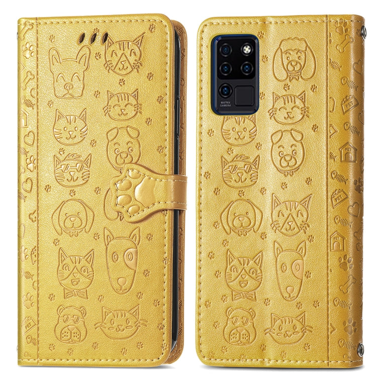 For Oukitel C21 Lovely Cat and Dog Embossing Pattern Horizontal Flip Leather Case , with Holder & Card Slots & Wallet & Cartoon Clasp & Lanyard