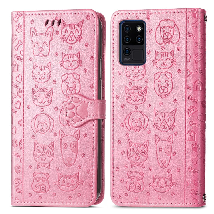 For Oukitel C21 Lovely Cat and Dog Embossing Pattern Horizontal Flip Leather Case , with Holder & Card Slots & Wallet & Cartoon Clasp & Lanyard