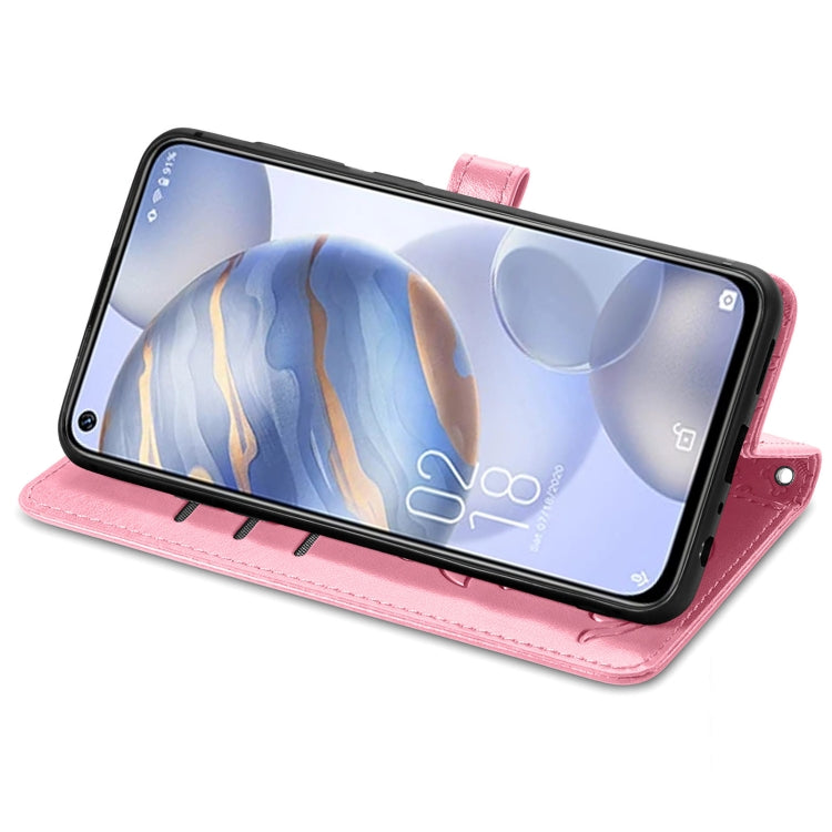 For Oukitel C21 Lovely Cat and Dog Embossing Pattern Horizontal Flip Leather Case , with Holder & Card Slots & Wallet & Cartoon Clasp & Lanyard