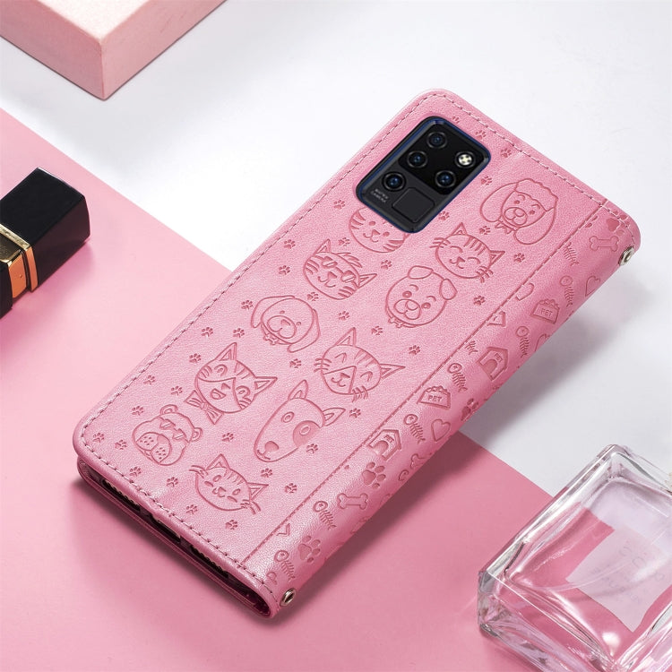 For Oukitel C21 Lovely Cat and Dog Embossing Pattern Horizontal Flip Leather Case , with Holder & Card Slots & Wallet & Cartoon Clasp & Lanyard