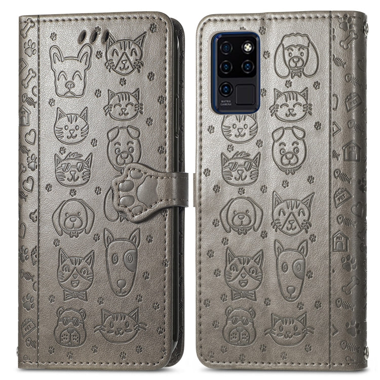 For Oukitel C21 Lovely Cat and Dog Embossing Pattern Horizontal Flip Leather Case , with Holder & Card Slots & Wallet & Cartoon Clasp & Lanyard