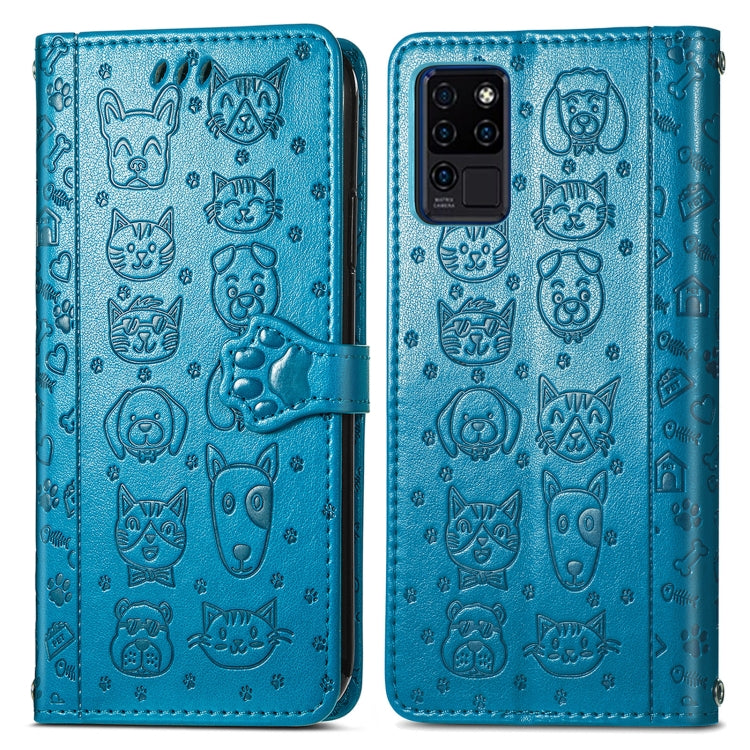 For Oukitel C21 Lovely Cat and Dog Embossing Pattern Horizontal Flip Leather Case , with Holder & Card Slots & Wallet & Cartoon Clasp & Lanyard