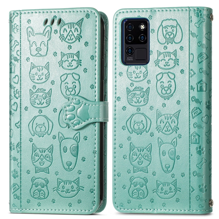 For Oukitel C21 Lovely Cat and Dog Embossing Pattern Horizontal Flip Leather Case , with Holder & Card Slots & Wallet & Cartoon Clasp & Lanyard