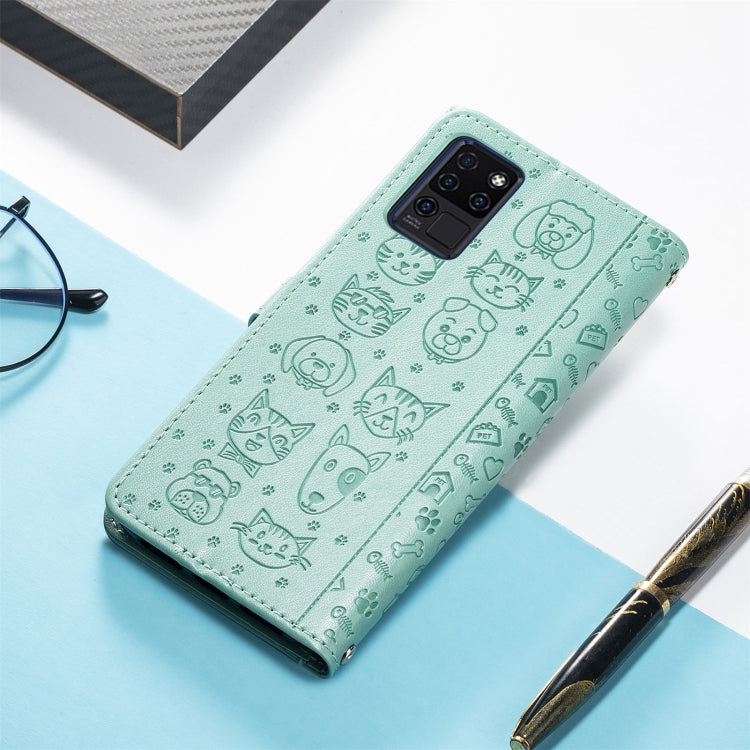 For Oukitel C21 Lovely Cat and Dog Embossing Pattern Horizontal Flip Leather Case , with Holder & Card Slots & Wallet & Cartoon Clasp & Lanyard