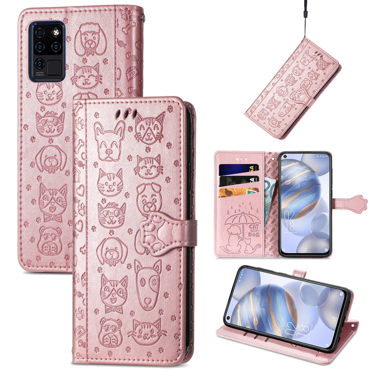 For Oukitel C21 Lovely Cat and Dog Embossing Pattern Horizontal Flip Leather Case , with Holder & Card Slots & Wallet & Cartoon Clasp & Lanyard