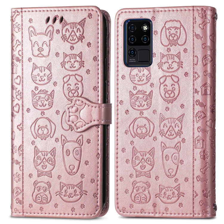For Oukitel C21 Lovely Cat and Dog Embossing Pattern Horizontal Flip Leather Case , with Holder & Card Slots & Wallet & Cartoon Clasp & Lanyard