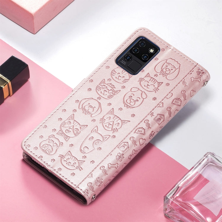 For Oukitel C21 Lovely Cat and Dog Embossing Pattern Horizontal Flip Leather Case , with Holder & Card Slots & Wallet & Cartoon Clasp & Lanyard