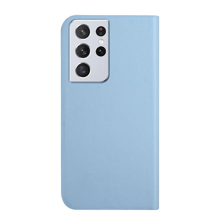 For Samsung Galaxy S21 Ultra 5G 3-Folding Ultrathin Skin Feel Magnetic Solid Color Horizontal Flip Leather Case with Holder