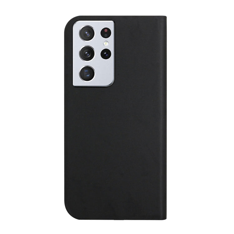 For Samsung Galaxy S21 Ultra 5G 3-Folding Ultrathin Skin Feel Magnetic Solid Color Horizontal Flip Leather Case with Holder