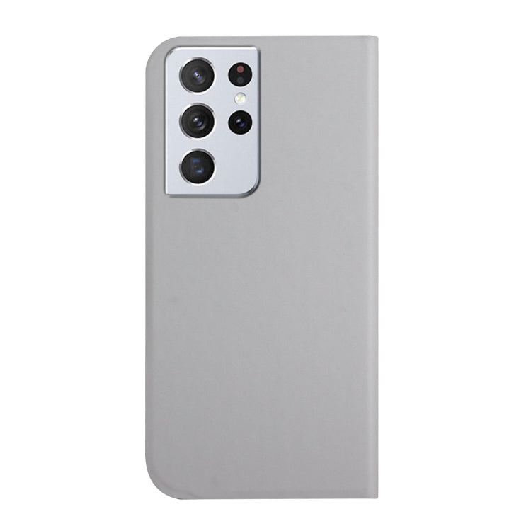 For Samsung Galaxy S21 Ultra 5G 3-Folding Ultrathin Skin Feel Magnetic Solid Color Horizontal Flip Leather Case with Holder