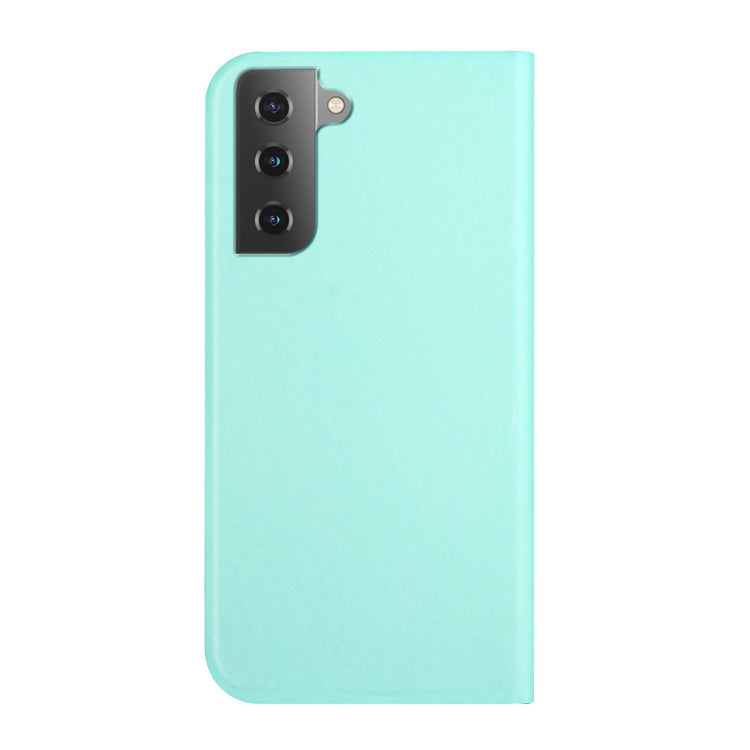 For Samsung Galaxy S21+ 5G 3-Folding Ultrathin Skin Feel Magnetic Solid Color Horizontal Flip Leather Case with Holder