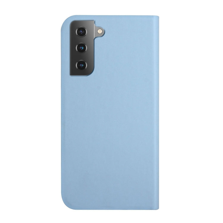 For Samsung Galaxy S21+ 5G 3-Folding Ultrathin Skin Feel Magnetic Solid Color Horizontal Flip Leather Case with Holder