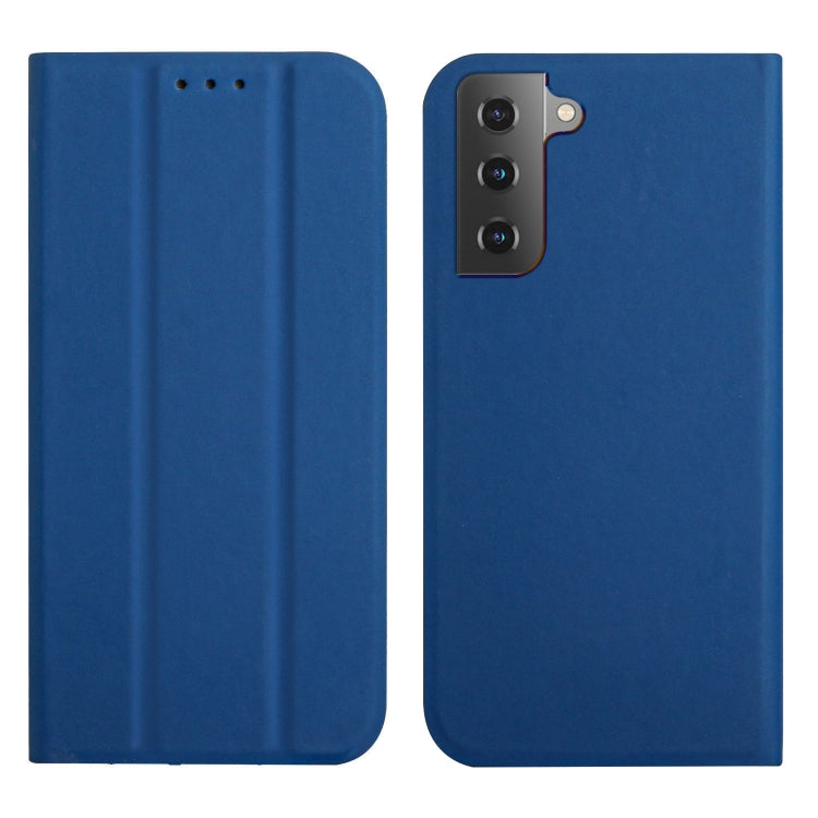For Samsung Galaxy S21+ 5G 3-Folding Ultrathin Skin Feel Magnetic Solid Color Horizontal Flip Leather Case with Holder