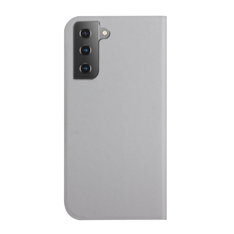 For Samsung Galaxy S21+ 5G 3-Folding Ultrathin Skin Feel Magnetic Solid Color Horizontal Flip Leather Case with Holder