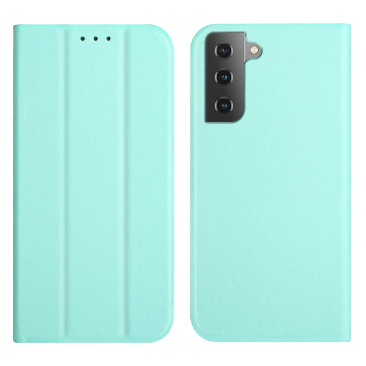 For Samsung Galaxy S21 FE 5G 3-Folding Ultrathin Skin Feel Magnetic Solid Color Horizontal Flip Leather Case with Holder