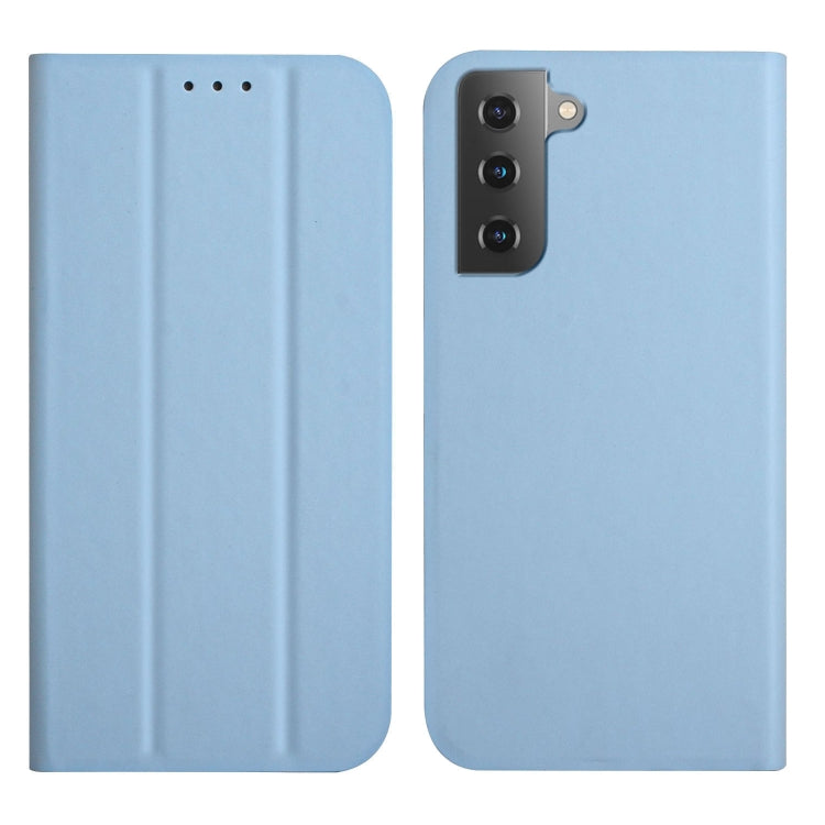 For Samsung Galaxy S21 FE 5G 3-Folding Ultrathin Skin Feel Magnetic Solid Color Horizontal Flip Leather Case with Holder