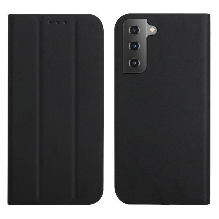 For Samsung Galaxy S21 FE 5G 3-Folding Ultrathin Skin Feel Magnetic Solid Color Horizontal Flip Leather Case with Holder