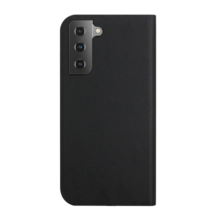 For Samsung Galaxy S21 FE 5G 3-Folding Ultrathin Skin Feel Magnetic Solid Color Horizontal Flip Leather Case with Holder