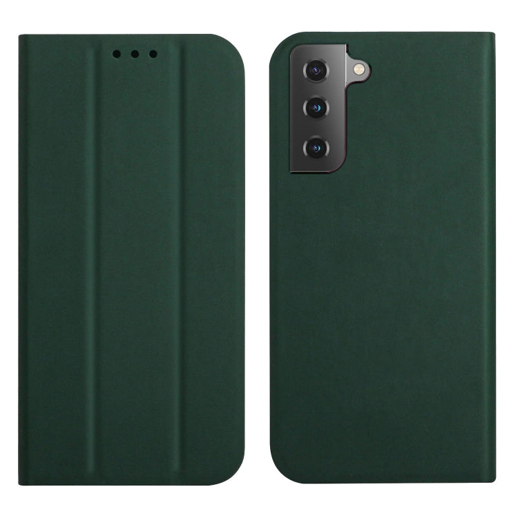 For Samsung Galaxy S21 FE 5G 3-Folding Ultrathin Skin Feel Magnetic Solid Color Horizontal Flip Leather Case with Holder