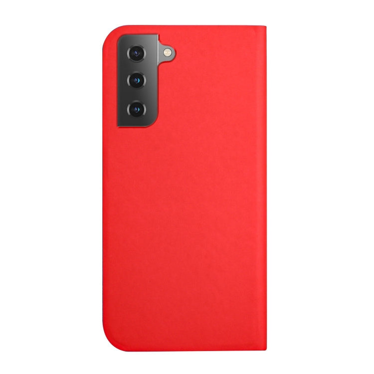 For Samsung Galaxy S21 FE 5G 3-Folding Ultrathin Skin Feel Magnetic Solid Color Horizontal Flip Leather Case with Holder