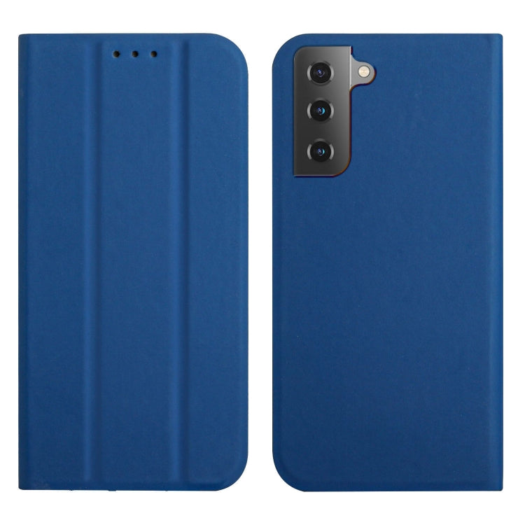 For Samsung Galaxy S21 FE 5G 3-Folding Ultrathin Skin Feel Magnetic Solid Color Horizontal Flip Leather Case with Holder
