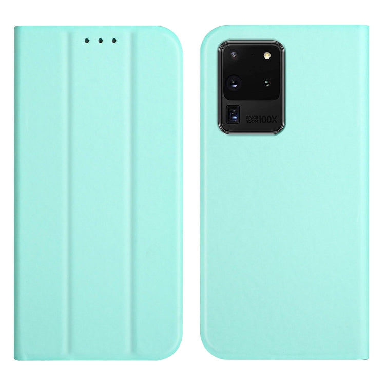 For Samsung Galaxy S20 Ultra 3-Folding Ultrathin Skin Feel Magnetic Solid Color Horizontal Flip Leather Case with Holder