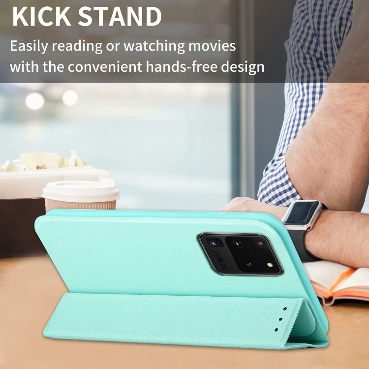 For Samsung Galaxy S20 Ultra 3-Folding Ultrathin Skin Feel Magnetic Solid Color Horizontal Flip Leather Case with Holder