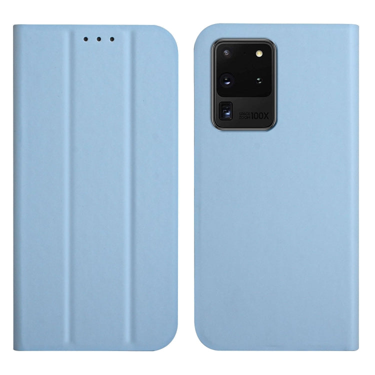 For Samsung Galaxy S20 Ultra 3-Folding Ultrathin Skin Feel Magnetic Solid Color Horizontal Flip Leather Case with Holder