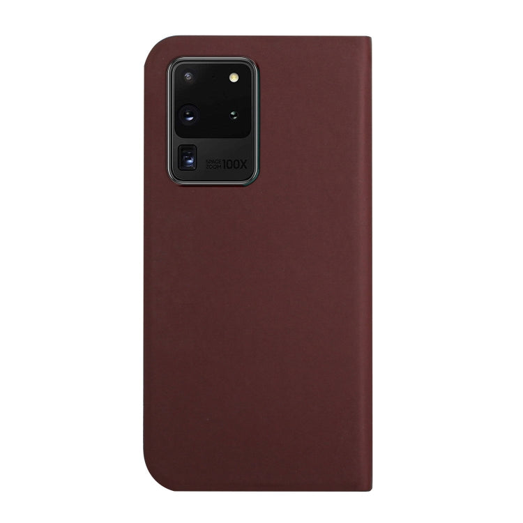 For Samsung Galaxy S20 Ultra 3-Folding Ultrathin Skin Feel Magnetic Solid Color Horizontal Flip Leather Case with Holder