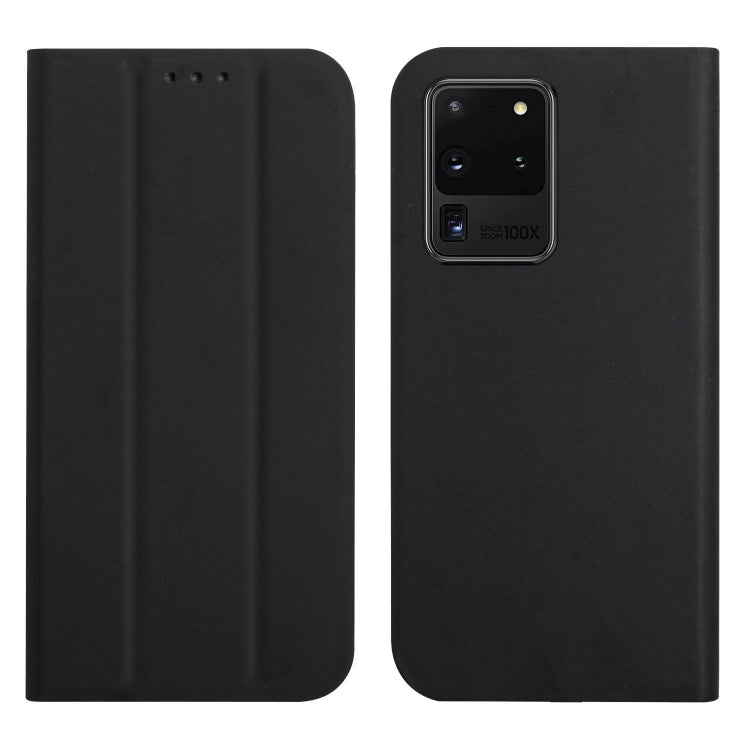 For Samsung Galaxy S20 Ultra 3-Folding Ultrathin Skin Feel Magnetic Solid Color Horizontal Flip Leather Case with Holder