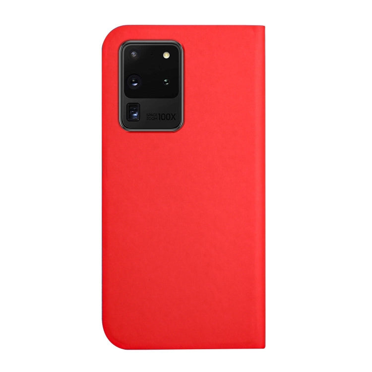 For Samsung Galaxy S20 Ultra 3-Folding Ultrathin Skin Feel Magnetic Solid Color Horizontal Flip Leather Case with Holder