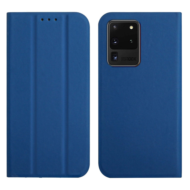 For Samsung Galaxy S20 Ultra 3-Folding Ultrathin Skin Feel Magnetic Solid Color Horizontal Flip Leather Case with Holder