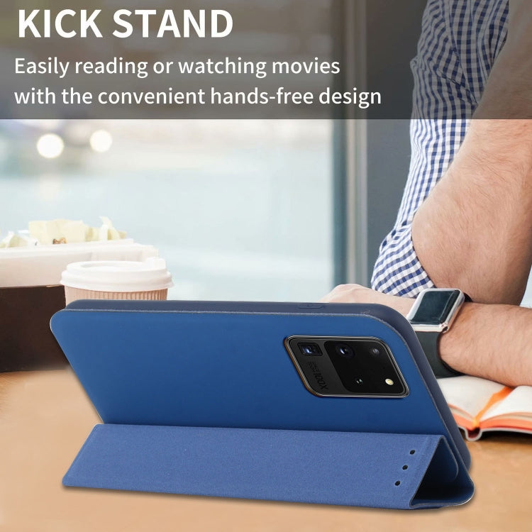 For Samsung Galaxy S20 Ultra 3-Folding Ultrathin Skin Feel Magnetic Solid Color Horizontal Flip Leather Case with Holder