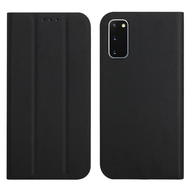 For Samsung Galaxy S20+ 3-Folding Ultrathin Skin Feel Magnetic Solid Color Horizontal Flip Leather Case with Holder