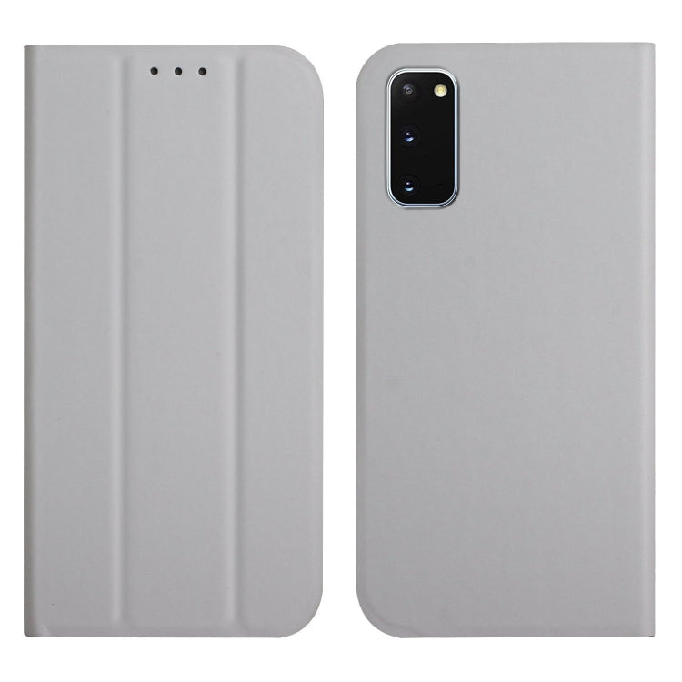 For Samsung Galaxy S20+ 3-Folding Ultrathin Skin Feel Magnetic Solid Color Horizontal Flip Leather Case with Holder