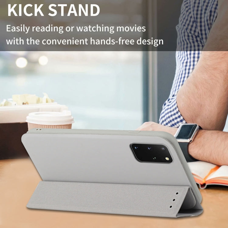 For Samsung Galaxy S20+ 3-Folding Ultrathin Skin Feel Magnetic Solid Color Horizontal Flip Leather Case with Holder