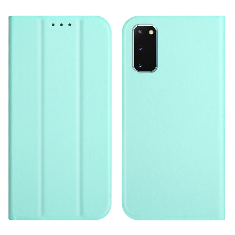 For Samsung Galaxy S20 3-Folding Ultrathin Skin Feel Magnetic Solid Color Horizontal Flip Leather Case with Holder