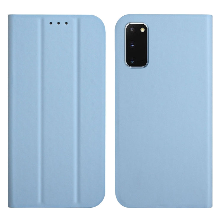 For Samsung Galaxy S20 3-Folding Ultrathin Skin Feel Magnetic Solid Color Horizontal Flip Leather Case with Holder