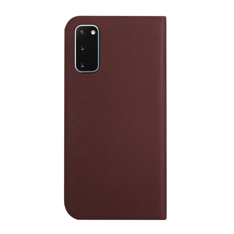 For Samsung Galaxy S20 3-Folding Ultrathin Skin Feel Magnetic Solid Color Horizontal Flip Leather Case with Holder