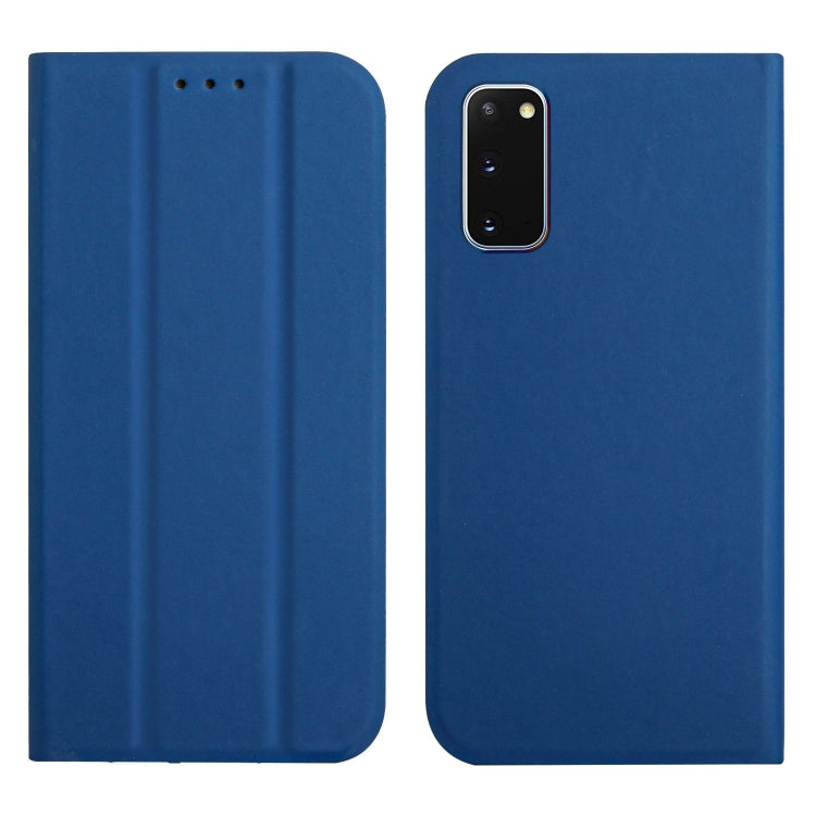 For Samsung Galaxy S20 3-Folding Ultrathin Skin Feel Magnetic Solid Color Horizontal Flip Leather Case with Holder
