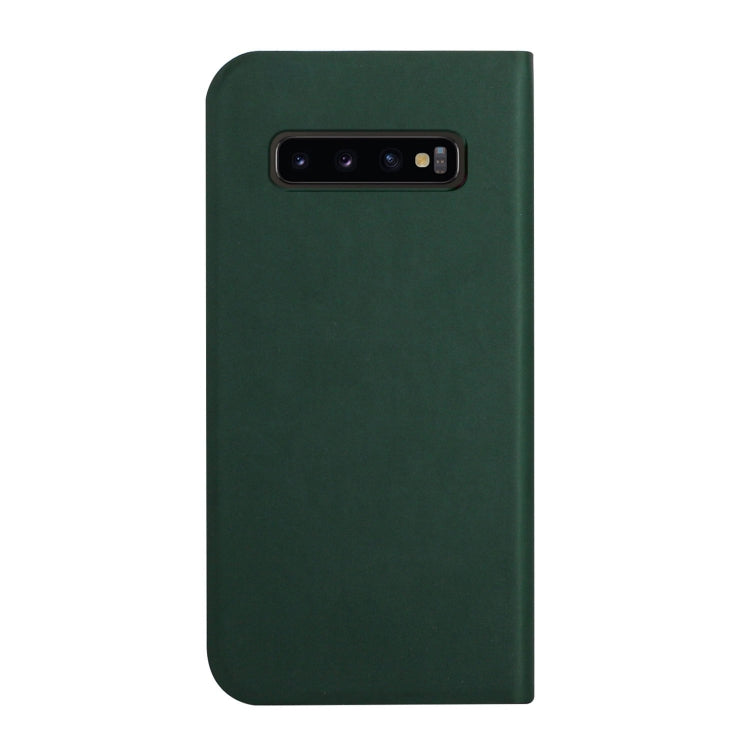 For Samsung Galaxy S10 3-Folding Ultrathin Skin Feel Magnetic Solid Color Horizontal Flip Leather Case with Holder