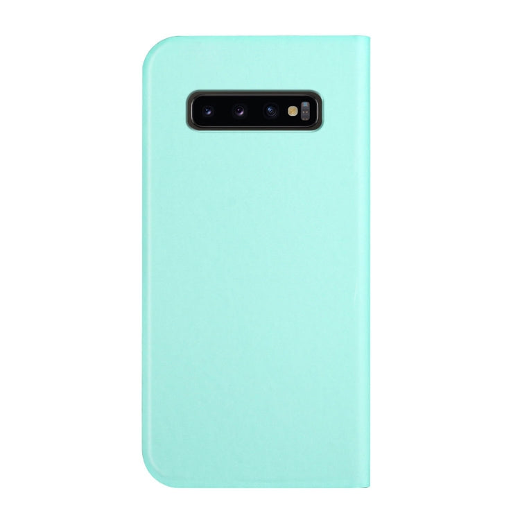 For Samsung Galaxy S10+ 3-Folding Ultrathin Skin Feel Magnetic Solid Color Horizontal Flip Leather Case with Holder