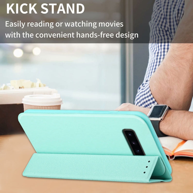 For Samsung Galaxy S10+ 3-Folding Ultrathin Skin Feel Magnetic Solid Color Horizontal Flip Leather Case with Holder