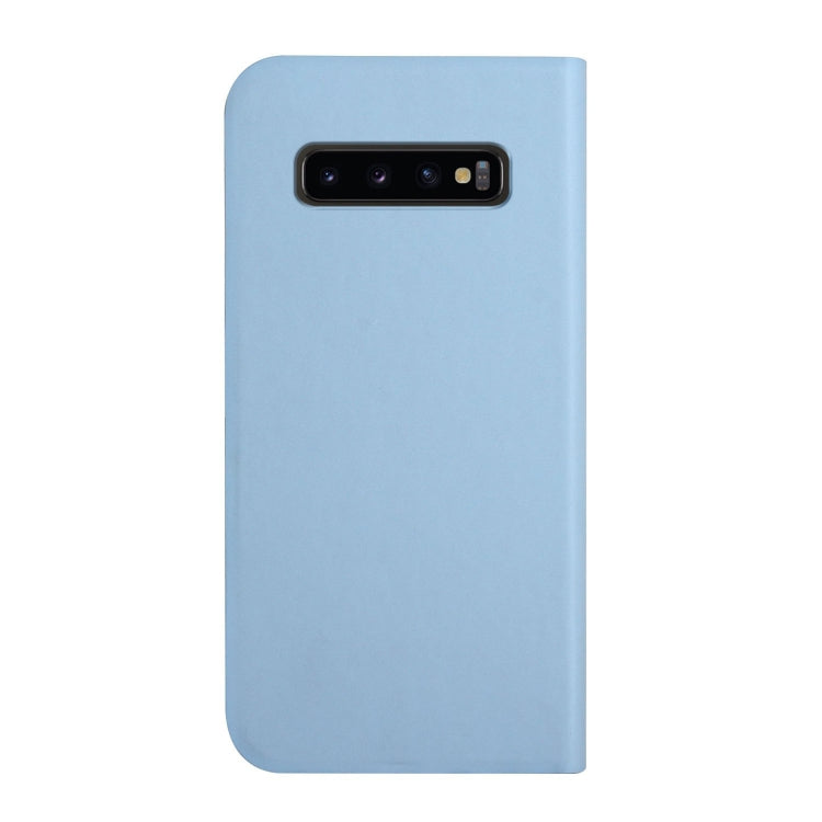 For Samsung Galaxy S10+ 3-Folding Ultrathin Skin Feel Magnetic Solid Color Horizontal Flip Leather Case with Holder