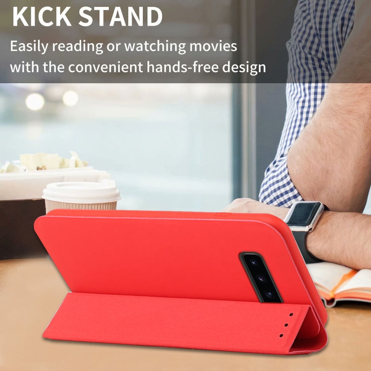 For Samsung Galaxy S10+ 3-Folding Ultrathin Skin Feel Magnetic Solid Color Horizontal Flip Leather Case with Holder