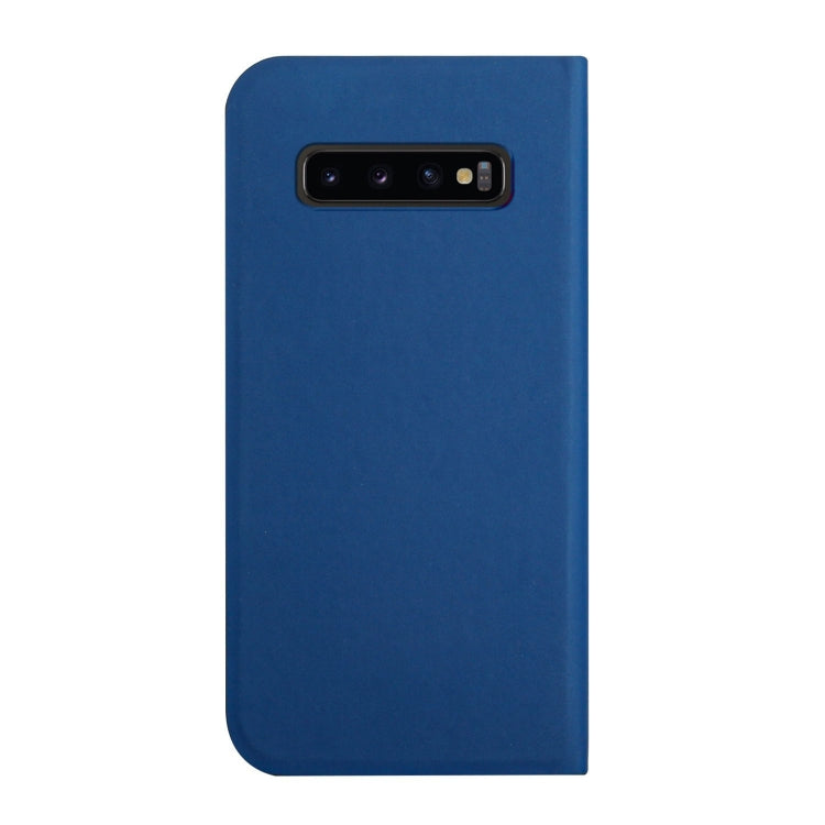 For Samsung Galaxy S10+ 3-Folding Ultrathin Skin Feel Magnetic Solid Color Horizontal Flip Leather Case with Holder